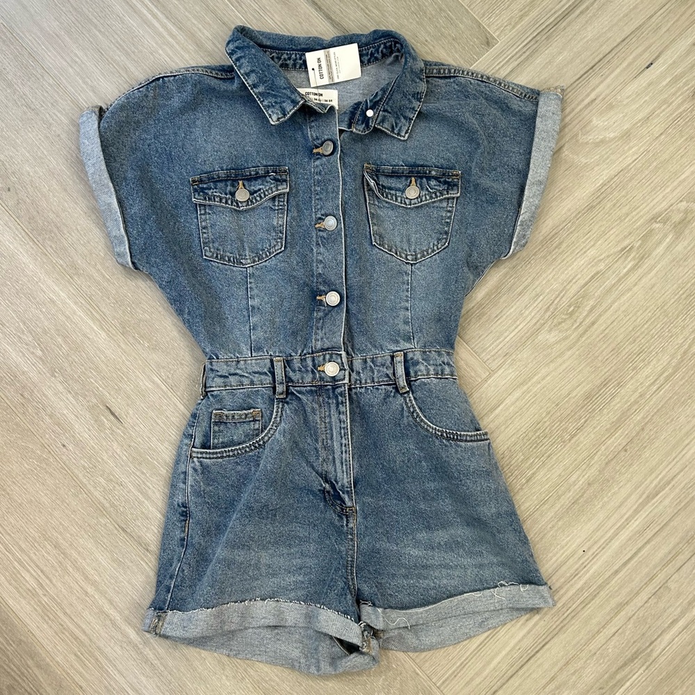 Cotton On Women's Blue Denim Playsuit Size 2 NEW with tags